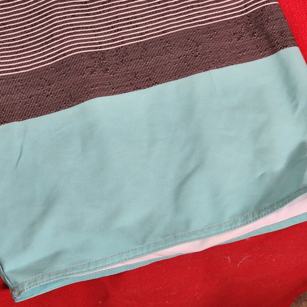 Nonwe Greige Peach Sea Green Poly Span Mesh Lined Pocket Swim Board Shorts Sz 36 - Picture 5 of 16